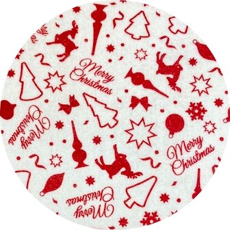 Kerst vilt print merry Christmas off white rood 30x40cm Viltdeco