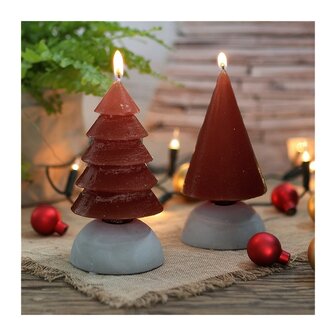 Kerstboom kaarsen set van 2, Roest/Rood