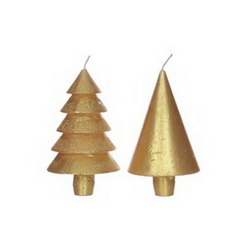 Kerstboom kaarsen set van 2, Goud Metallic 