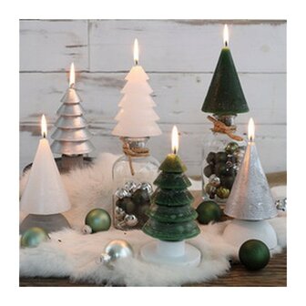 Kerstboom kaarsen set van 2, Zilver Metallic 