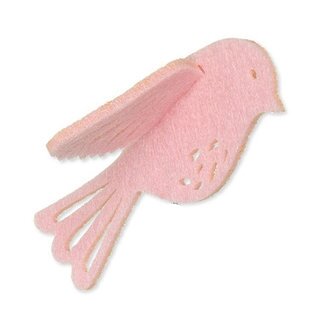 Vilt 3D vogel licht roze 8,5 cm groot per stuk
