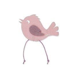 Vilt vogel roze per stuk