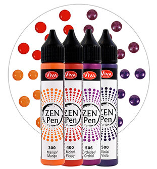 Zen Pen, set van 4, Paars, Orchidee, Rood, Oranje