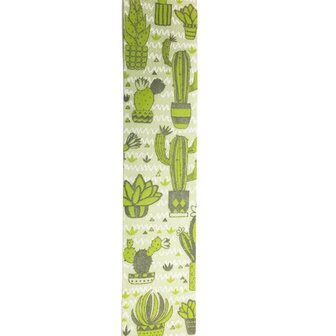 Band cactus print 40 mm breed 50 cm lang per stuk 