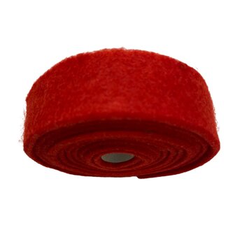 Vilt band op rol 2 cm breed 1,5 meter lang rood