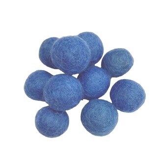 Vilt ballen, circa 2 cm, Hemel Blauw, 10 st. per verpakking