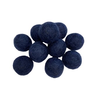 Viltballetjes marine blauw, 2cm doorsnede en 100% wol - Viltdeco