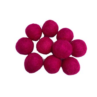 Vilt balletjes 20 mm, Hard Roze 10 st.