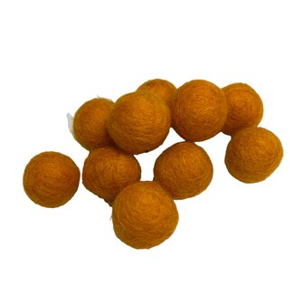 Vilt ballen, circa 2 cm, Zonnig Oranje, 10 st. per verpakking