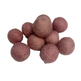 Vilt ballen, circa 2 cm, Licht Roze, 10 st. per verpakking