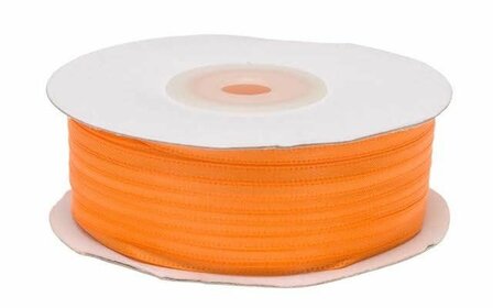 Satijnband dubbelzijdig 4 mm breed neon oranje