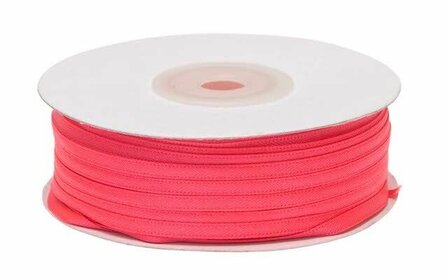 Satijnband dubbelzijdig 4 mm breed neon roze