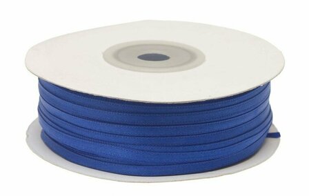 Satijnband dubbelzijdig 4 mm breed kobalt blauw