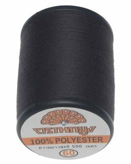 Naaigaren zwart 100% polyester 500 meter per klos