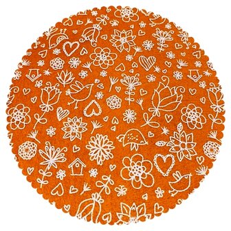 Vilt print, Spring, 30 x 40 cm, Oranje
