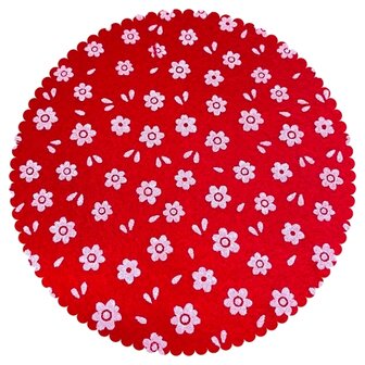 Vilt print, Mini Bloemetjes, 30 x 40 cm, Rood