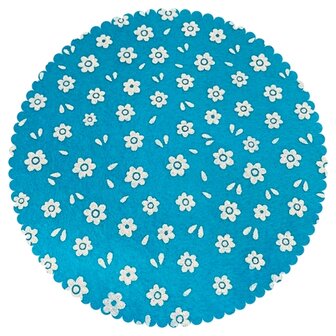 Vilt print, Mini Bloemetjes, 30 x 40 cm, Turquoise 