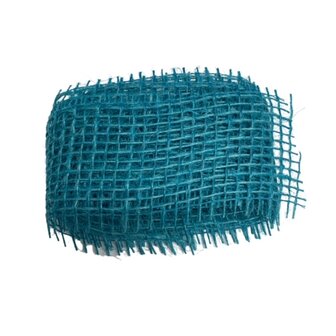 Jute 5 cm breed x 1 meter per verpakking, Turquoise 