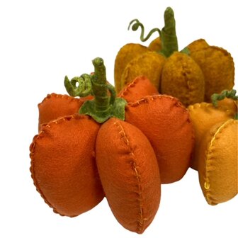 DIY Pakket, Vilt Pompoenen, set van 3,  Oranje/Saffraan/Oker