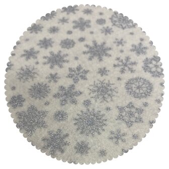 Kerst vilt ijsster creme zilver 30x40cm Viltdeco