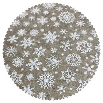 Kerst vilt ijsster beige gem&ecirc;leerd wit 30x40cm Viltdeco