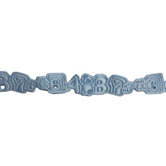 Decoratie baby tekst lint blauw 50 cm per zakje