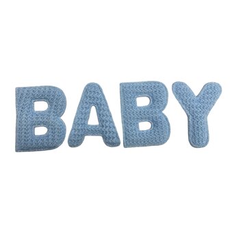 Decoratie baby tekst blauw 4 letters per zakje