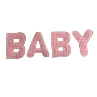 Decoratie baby tekst roze 4 letters per zakje