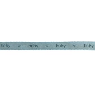 Baby lint met opdruk, Blauw, 12mm breed, per meter 