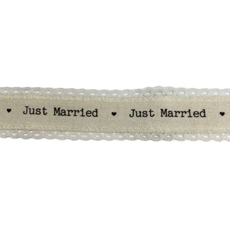 Lint met Just Married 4 cm breed 1 meter lang per zakje