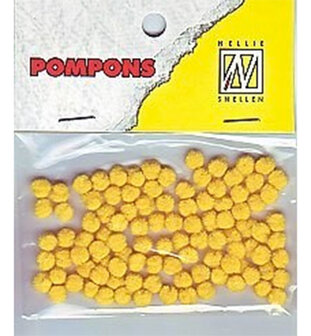 Mini pompoms 3mm, 100 stuks per verpakking, Warm Geel