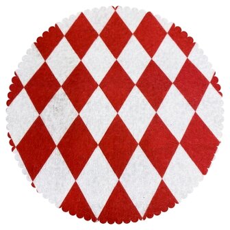 Vilt print, Diagonale ruitjes, Rood 