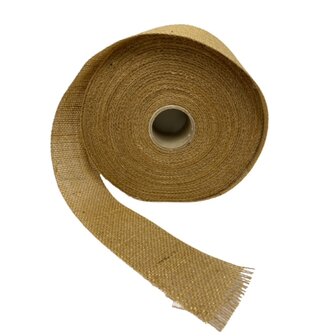 Jute band, naturel met goud lurex draad 5 cm x 25 meter op rol