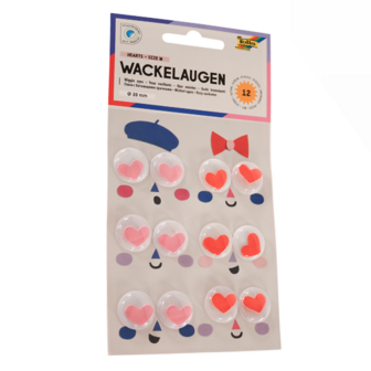 Wiebelogen met hartjes! 2 cm, Set van 12, Zelfklevend 