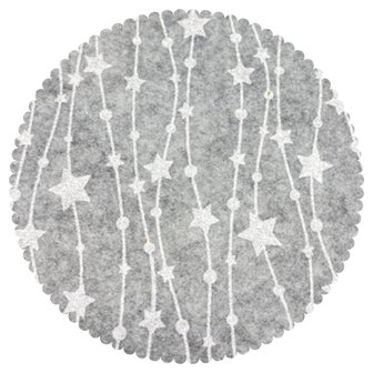 Vilt Lapje 30 x 40 cm, Sterren lijnen, Licht Grijs gem&ecirc;leerd/wit