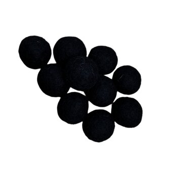 Vilt ballen, circa 2 cm, Zwart, 10 st. per verpakking