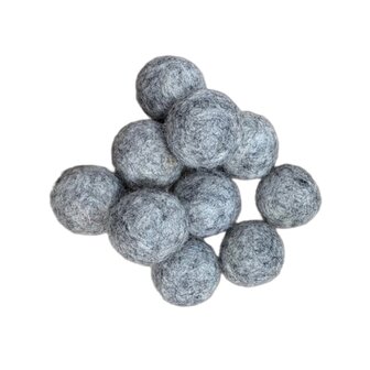 Vilt ballen, circa 2 cm, Licht Grijs gem&ecirc;leerd, 10 st. per verpakking 