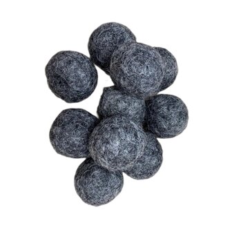 Vilt ballen, circa 2 cm, Zwart gem&ecirc;leerd, 10 st. per verpakking 