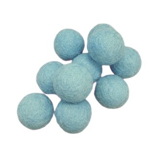 Vilt ballen, circa 2 cm, Zacht Blauw, 10 st. per verpakking 