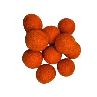 Vilt ballen, circa 2 cm, Wortel Oranje, 10 st. per verpakking