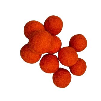 Vilt ballen, circa 2 cm, Diep Oranje, 10 st. per verpakking