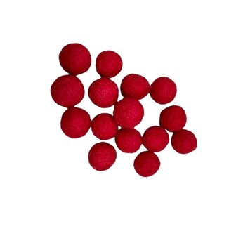 Vilt balletjes 1cm, Helder Rood, 15st.