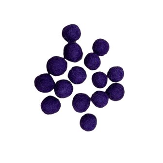 Vilt balletjes 1cm, Donker Paars, 15st.