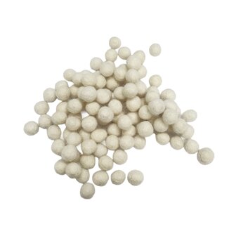 Merino wolvilt balletjes 0,5 cm, Wol Wit, 100 st.