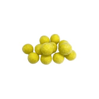 Vilt balletjes 15 mm, Zacht Geel , 12st. 
