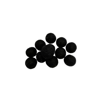 Vilt balletjes 15 mm, Zwart , 12st. 