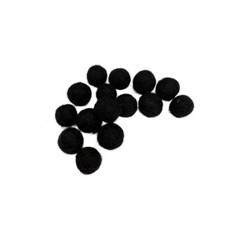 Vilt balletjes 1cm, Zwart, 15st.