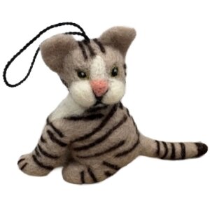 Handgemaakte wol vilt hanger, Kat, Beige/Bruin