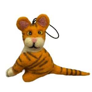 Handgemaakte wol vilt hanger, Kat, Oranje