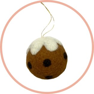 Handgemaakte wol vilt hanger, Oliebol